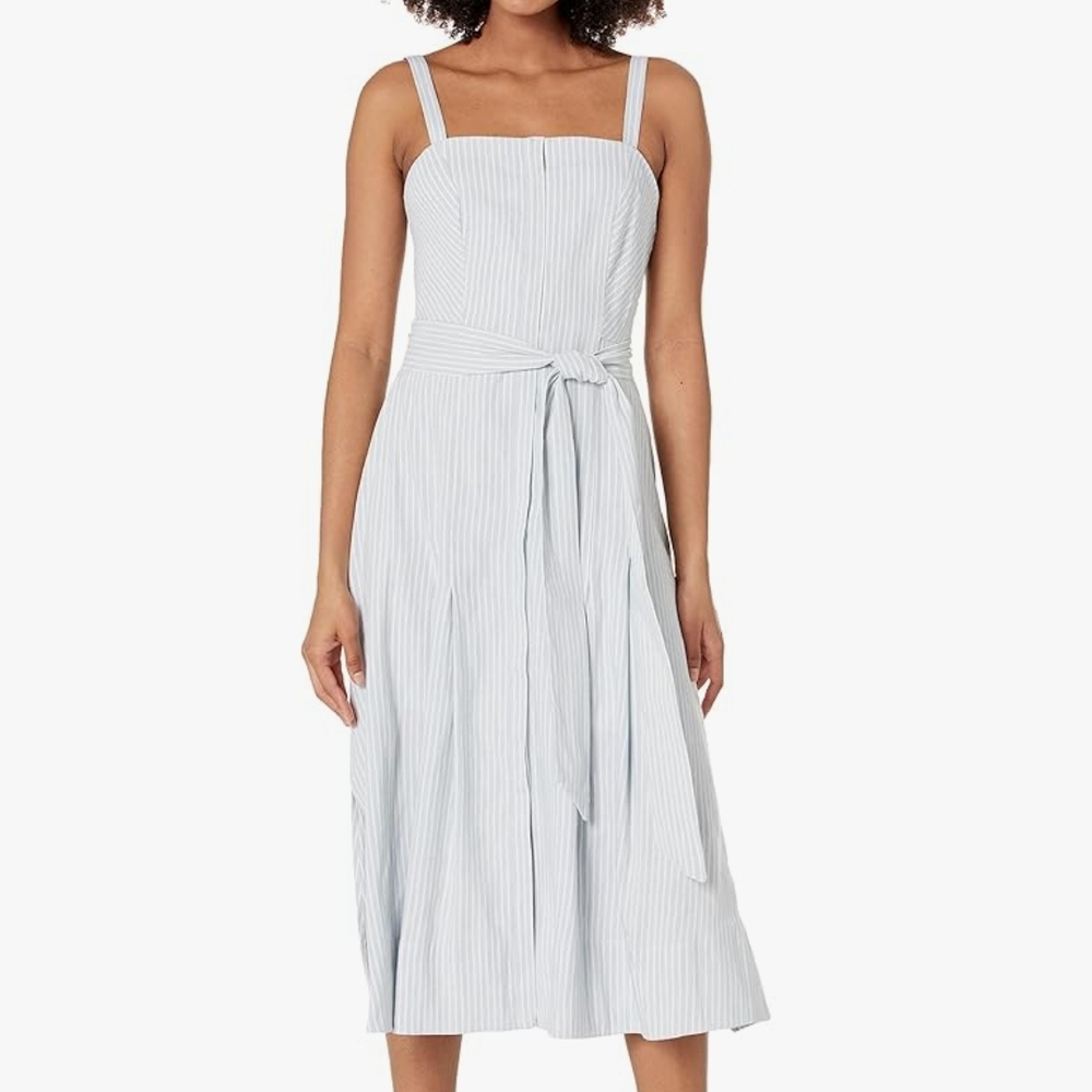 Club Monaco Light Blue Striped Midi Dress